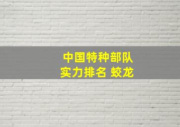 中国特种部队实力排名 蛟龙